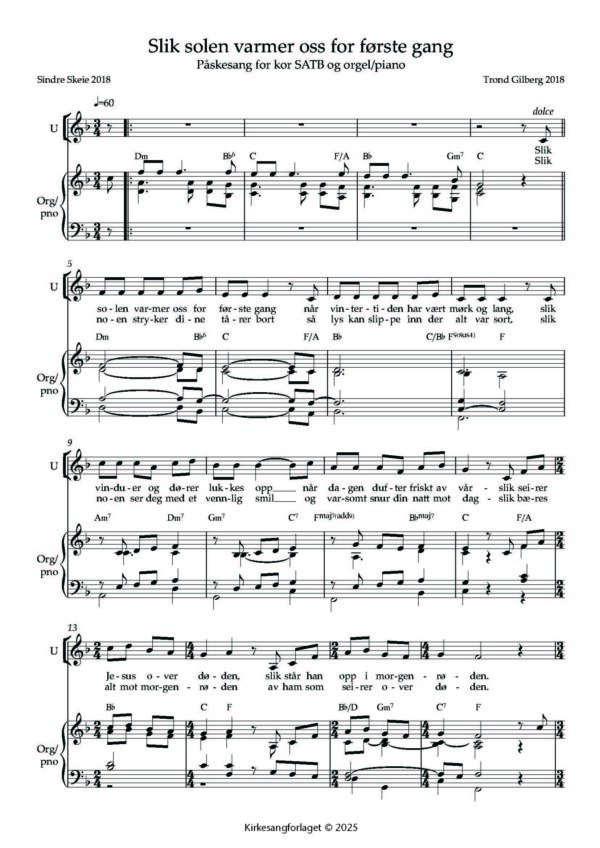 Slik solen varmer oss for første gang, SATB, PDF - Bilde 2